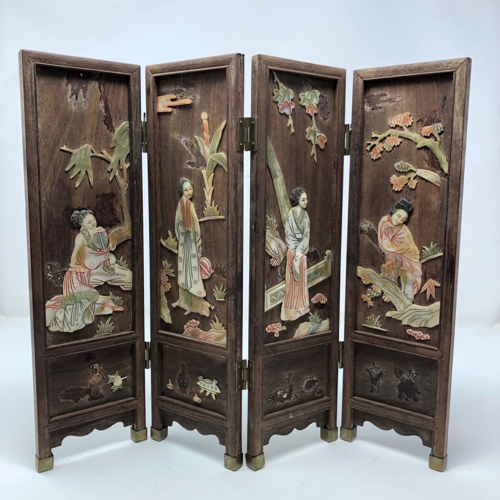 Early 20th century ANTIQUE China ornate table screen (1 of 4)