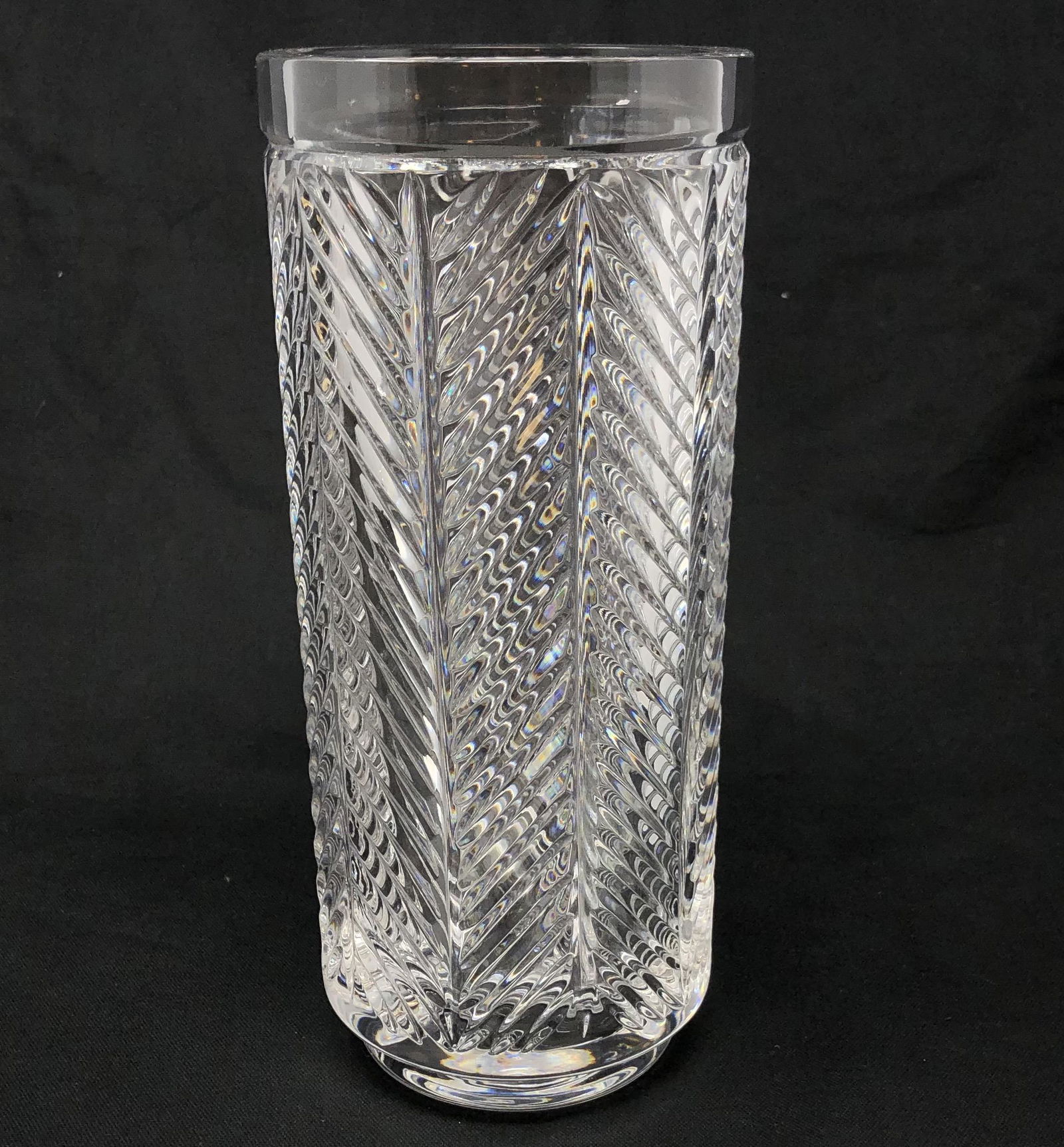 10" Ralph Lauren Heavy Crystal Round Vase Signed Etched