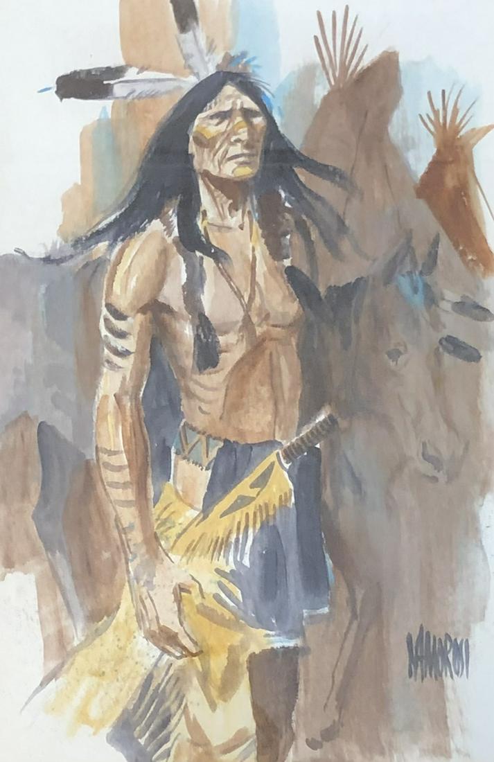 Nicholas Amorosi Watercolor/ Native American Indian (1 of 3)