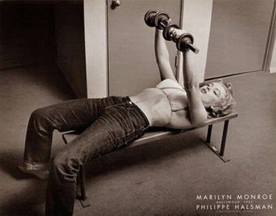 Marilyn Monroe PUMPING IRON Weightlifting (Halsman: Marilyn Monroe PUMPING IRON Weightlifting (Halsman Hollywood 1952) POSTER Print Approximate measurements: 28 x 22 inches Materials: paperShipping cost: $17. Different rate to California, Alaska,