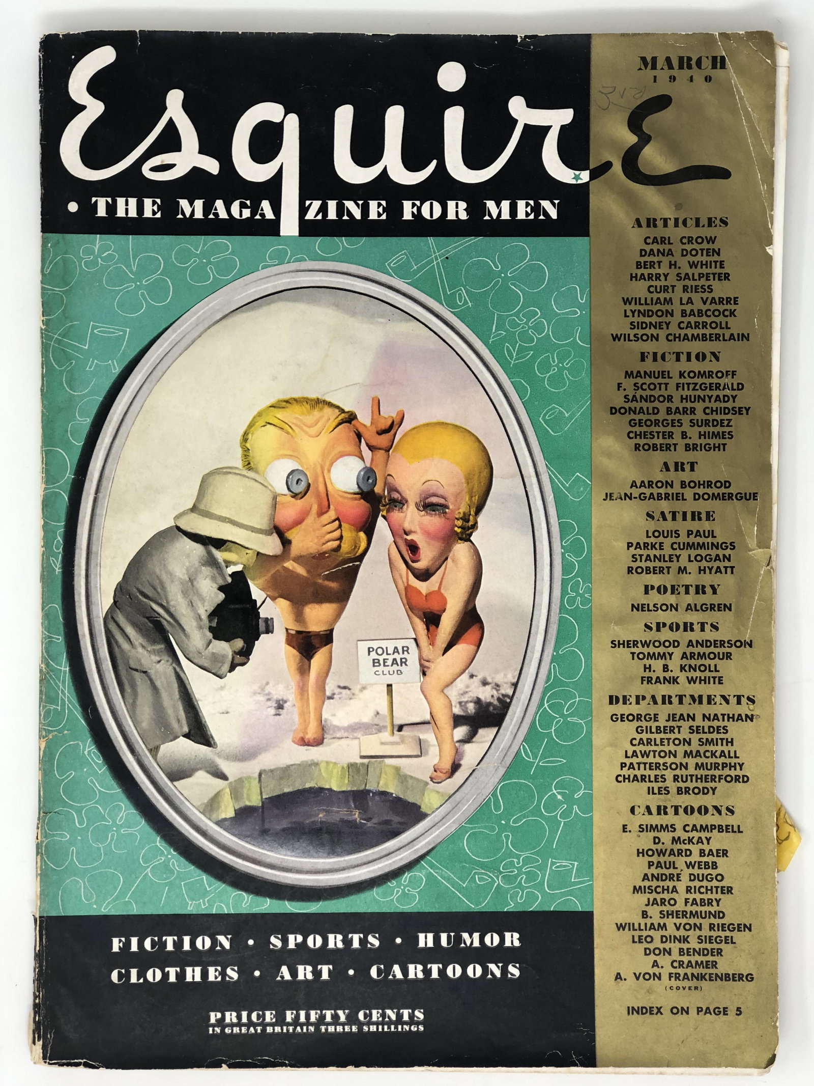ESQUIRE November 1938, ERNEST HEMINGWAY GEORGE PETTY: ESQUIRE November 1938, ERNEST HEMINGWAY GEORGE PETTY GIRL VARGAS MAX WEBER Approximate measurements: 14 x 10 inches Materials: paper, metal staplesShipping cost: $9. Different rate to California, Alas