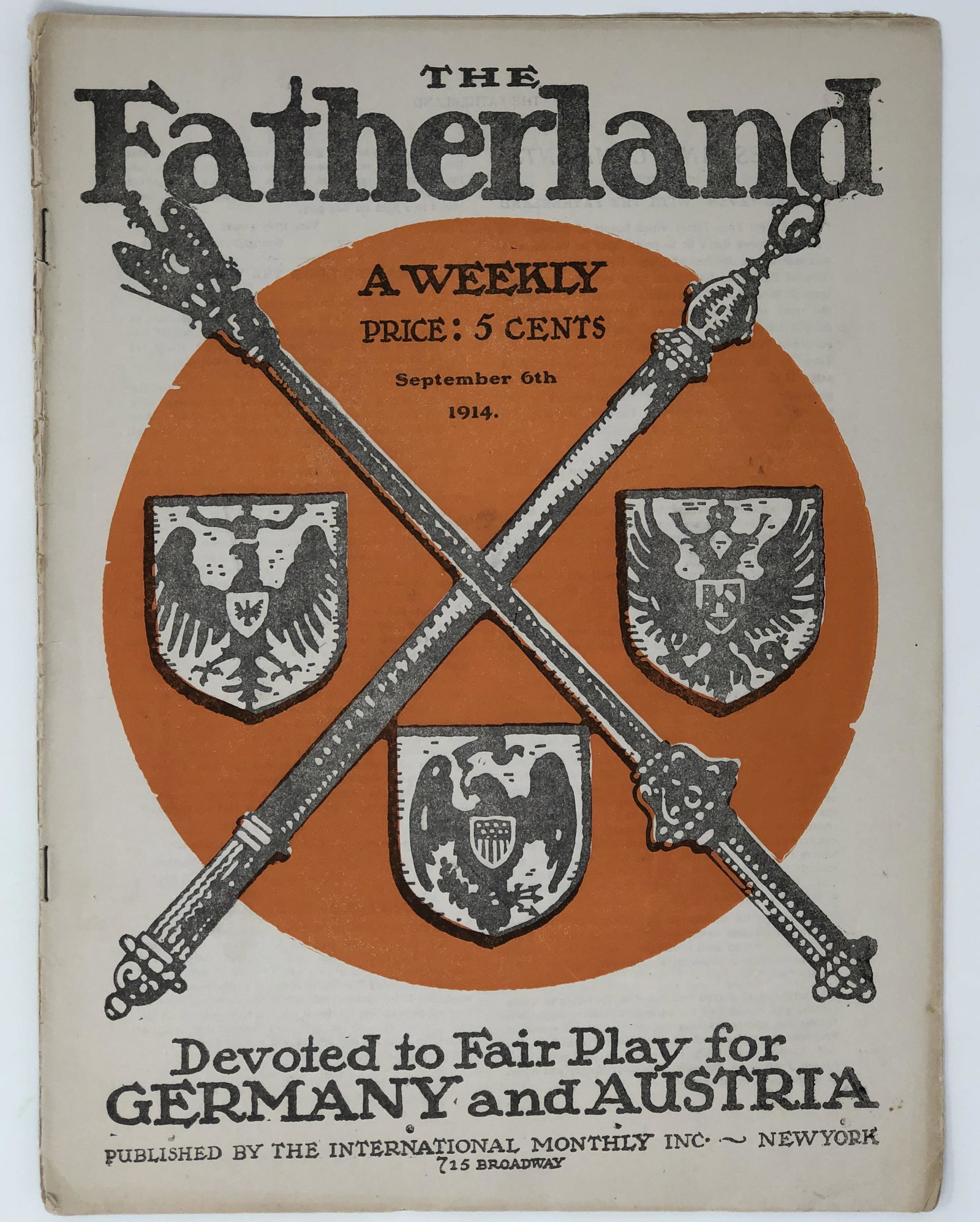 The Fatherland WWI Sep-6-1914 GERMAN BRUTALITY/JEWS: The Fatherland WWI Sep-6-1914 GERMAN BRUTALITY/JEWS STAND, where the, Features: George Viereck responds to alleged inaccuracies in the New York Times; German Brutality - Louvain (Leuven), Belgium; Whe