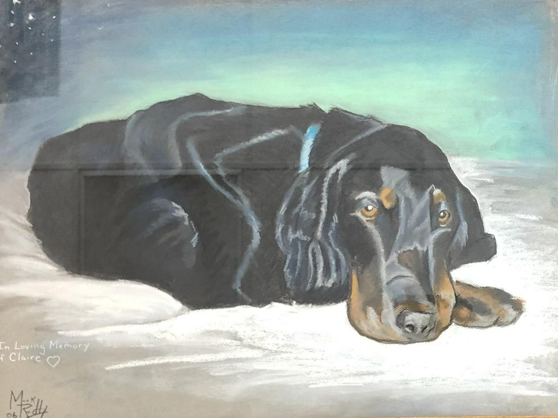 Signed Mack Rodly? Watercolor painting of a dog (1 of 4)