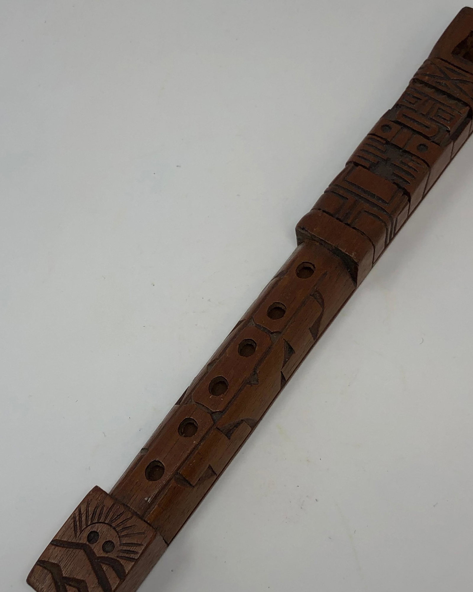 Vintage INCA, AZTEC, MAYA Totem Flute Hand Carved Wood (1 of 2)