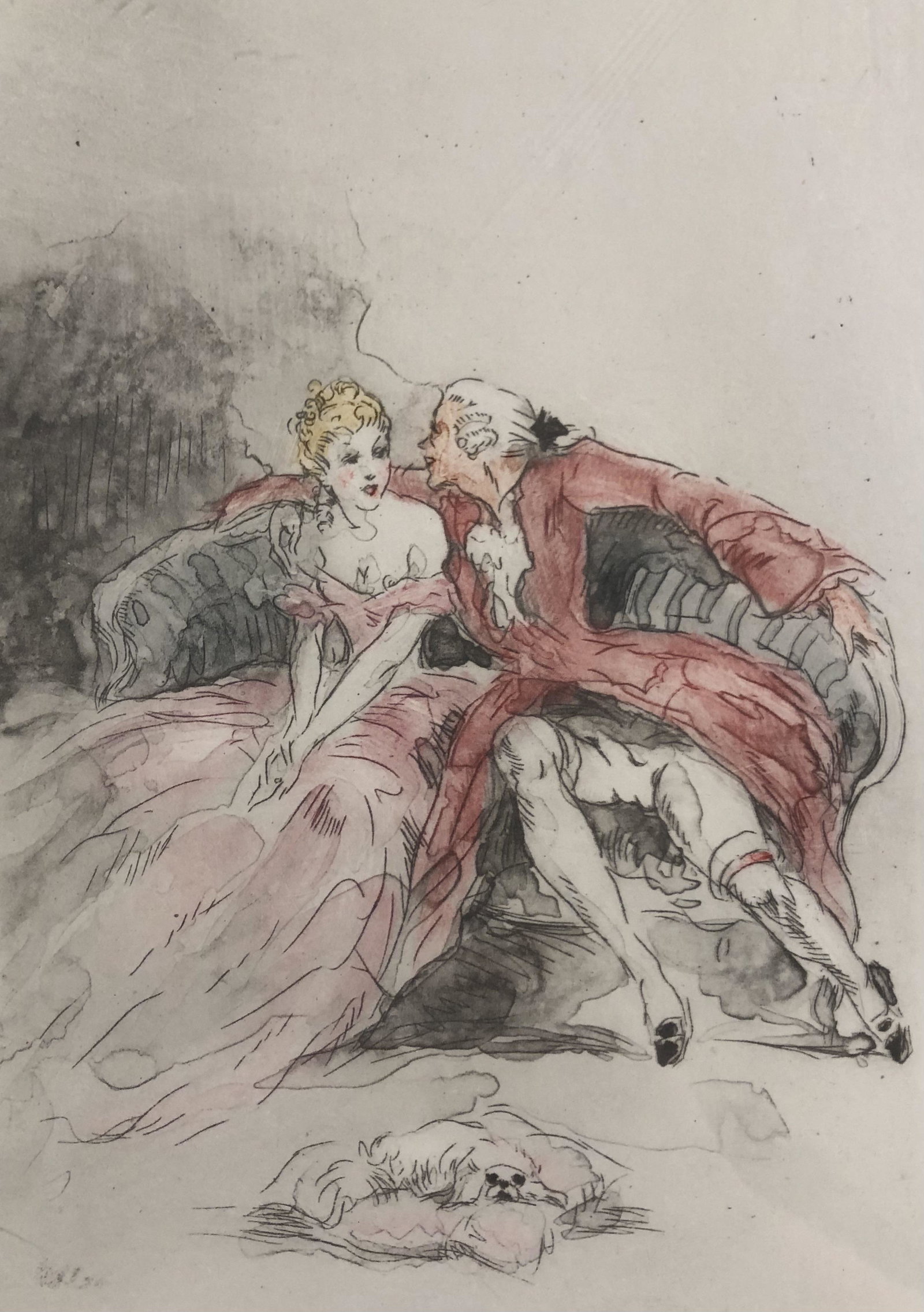 signed LOUIS ICART "A PROPOSITION" from the Suite La: signed LOUIS ICART "A PROPOSITION" from the Suite La Nuit et le Moment, 1946, Original Etching COA on back from Nathan Isen, author of LOUIS ICART THE COMPLETE ETCHINGS Approximate measurements: 14.67