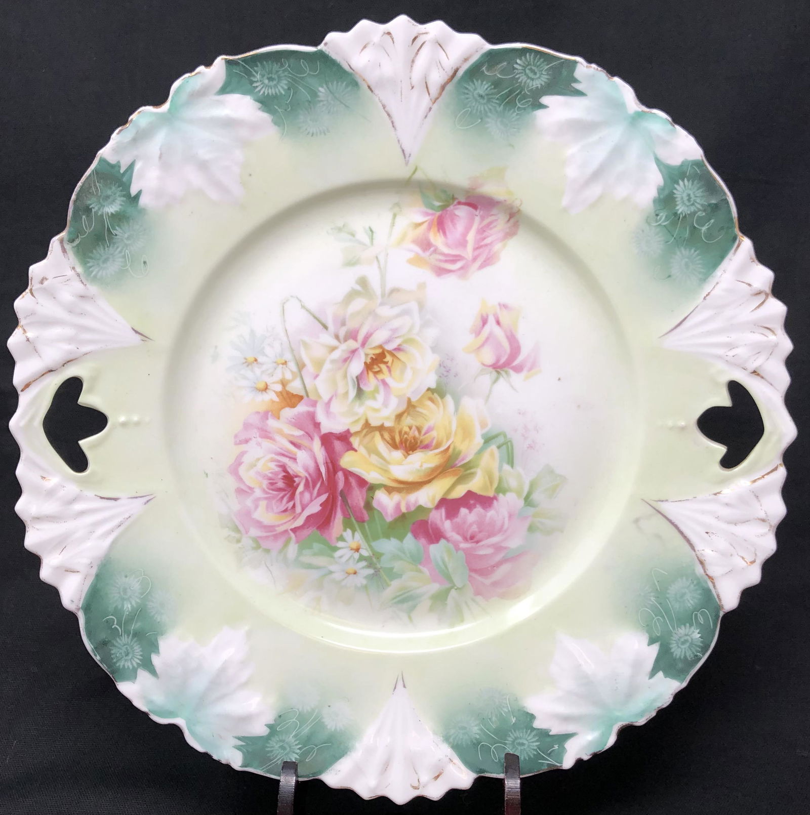Antique RS Prussia Yellow / Red Roses Plate (1 of 4)