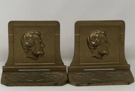 Vintage LONGFELLOW Bookends Bronze: Vintage LONGFELLOW Bookends Bronzed Cast Metal. Approximate measurements: 7 x 4.5 x 3 inches each. Materials: metal, felt. Shipping cost: $20. Different rate to California, Alaska, Hawaii and all