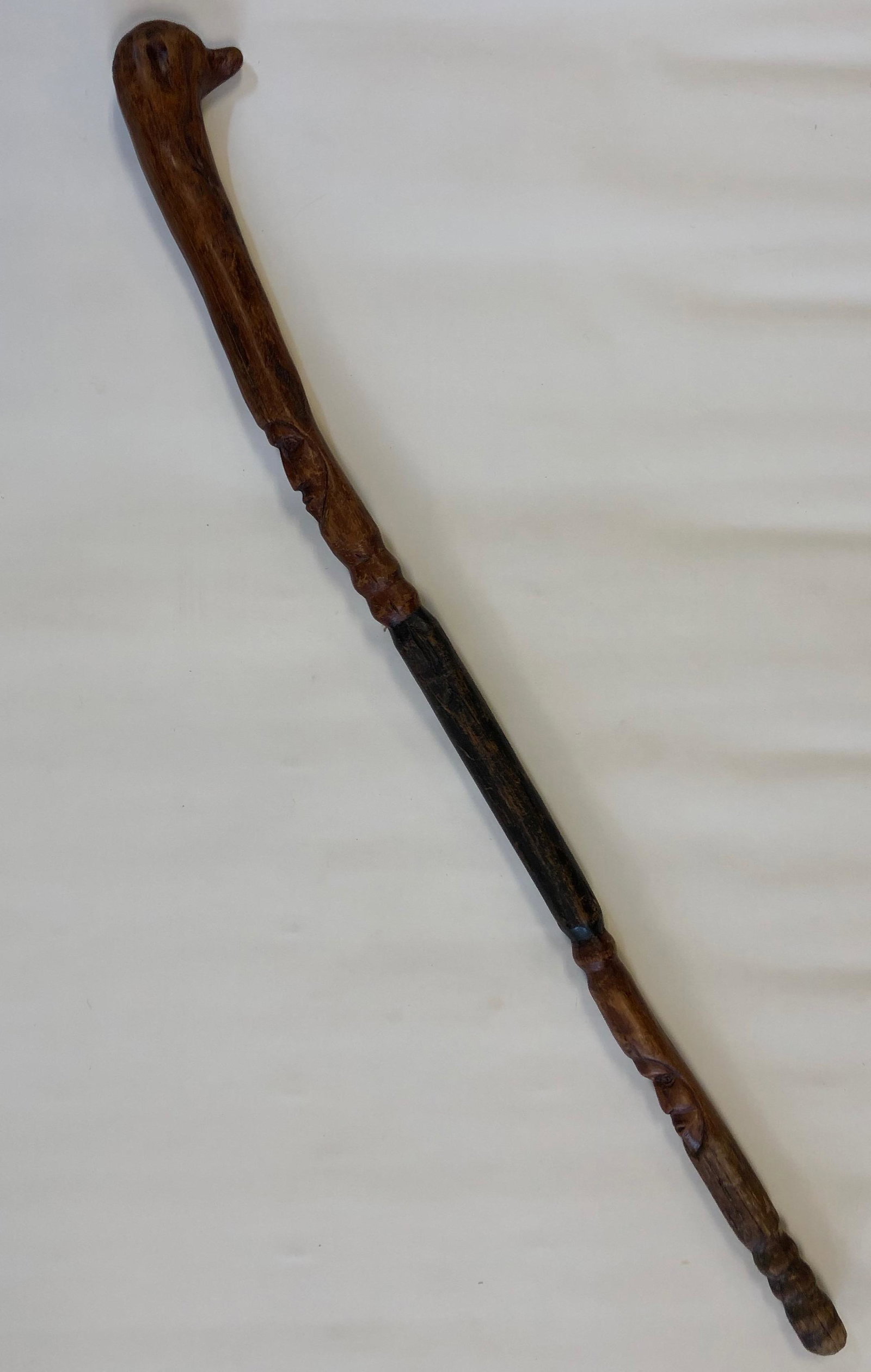 Antique carved walking stick duck head handle (1 of 4)
