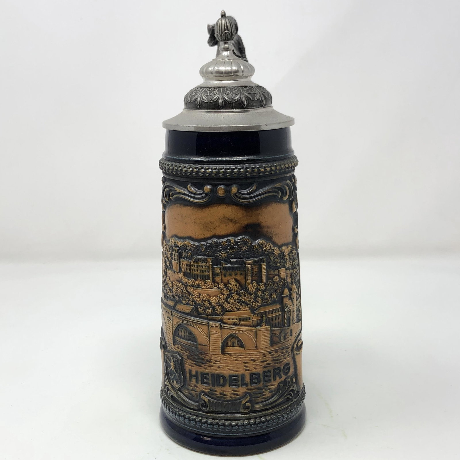 Vintage OLD HEIDELBERG Beer Stein pewter lid MADE IN: Vintage OLD HEIDELBERG Beer Stein pewter lid MADE IN GERMANY , PERKEO, ANNECKAR UNDAM Rheine, Keine, ANDRE KOMMT DIR GLEICH, ALT HEIDEL DU STADT AN EHREIN REICH. MADE IN GERMANY 1962? TRIANGLE MARK SE