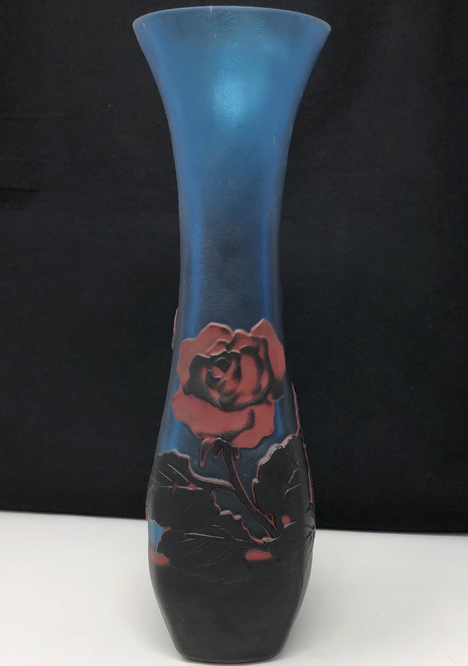 SIGNED EMILE GALLE Overlay Glass translucent tall vase (1 of 9)