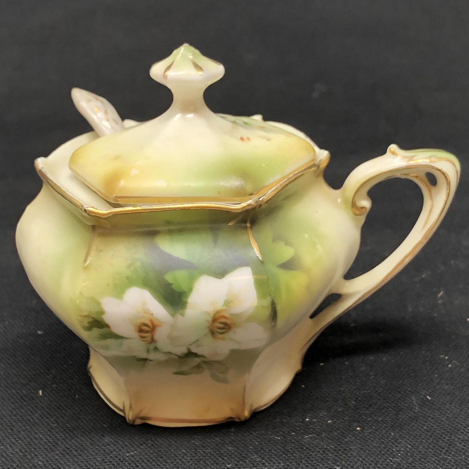 Antique RS PRUSSIA Sugar Bowl Lid Spoon set (1 of 6)