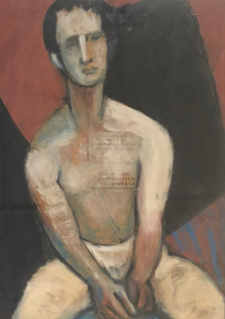 Signed and dated G Russell watercolor painting/ 1951 (1 of 4)