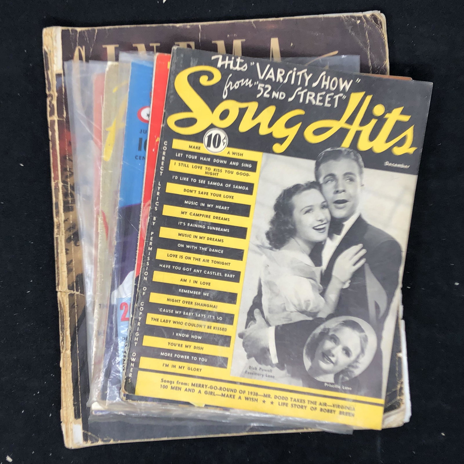 (5) Vintage Screen Film and Song Magazines: (5) Vintage Screen Film and Song Magazines, early mid century film gems, full editions, and a lyrics song book, all softcover treasures of the era. Approximate measurements: variable up to 14 x 12 inc