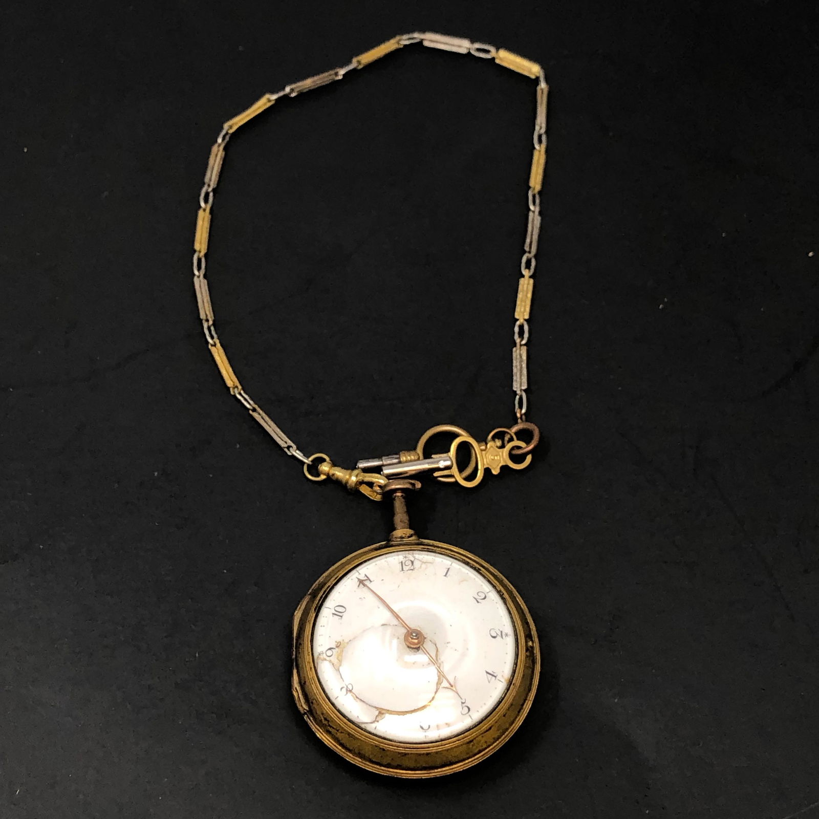 Antique Gold plate Pocket Watch/Chain/keys (1 of 3)