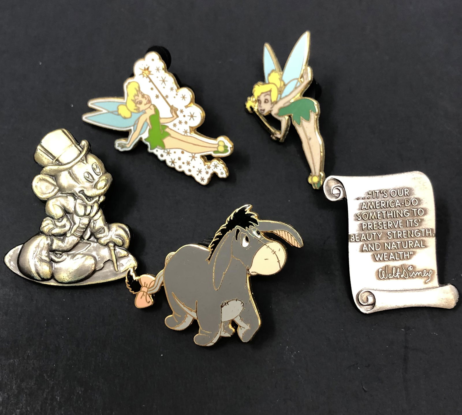 (5) Disney Pins Tinkerbelle Eeyore Pewter Mickey + (1 of 2)