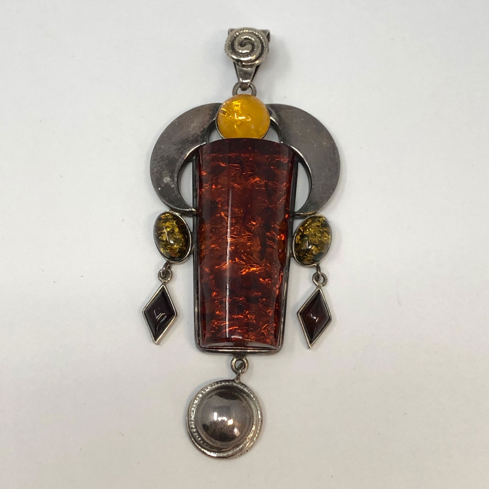 Amber Silver Gemstones Pendant (1 of 2)
