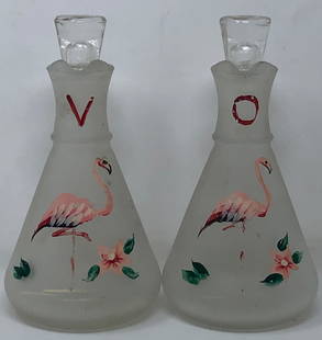Vintage Crain Pair Decanters: Description: Vintage Crain Pair Decanters Glass . Measurement approximate: 6 Material: Glass