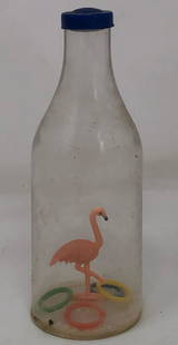 Vintage Art DÃ©cor Crane Figure in Bottle: Description: Vintage Art DÃ©cor Crane Figure in Bottle. . Measurement approximate: 4.75" Material: Glass