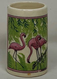 Vintage Crane Design Mug: Description: Crane design Mug . Measurement approximate: 2.75" Material: Porcelain