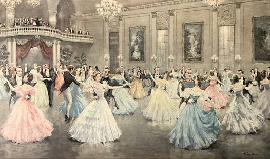 ALBO Vintage STRAUSS WALTZ framed print: Description: ALBO Vintage STRAUSS WALTZ framed print . Approximate measurements: 44 x 28 inches total in frame, 40 x 23.5 inches art image area. Materials: paper, board, wood. This item has a