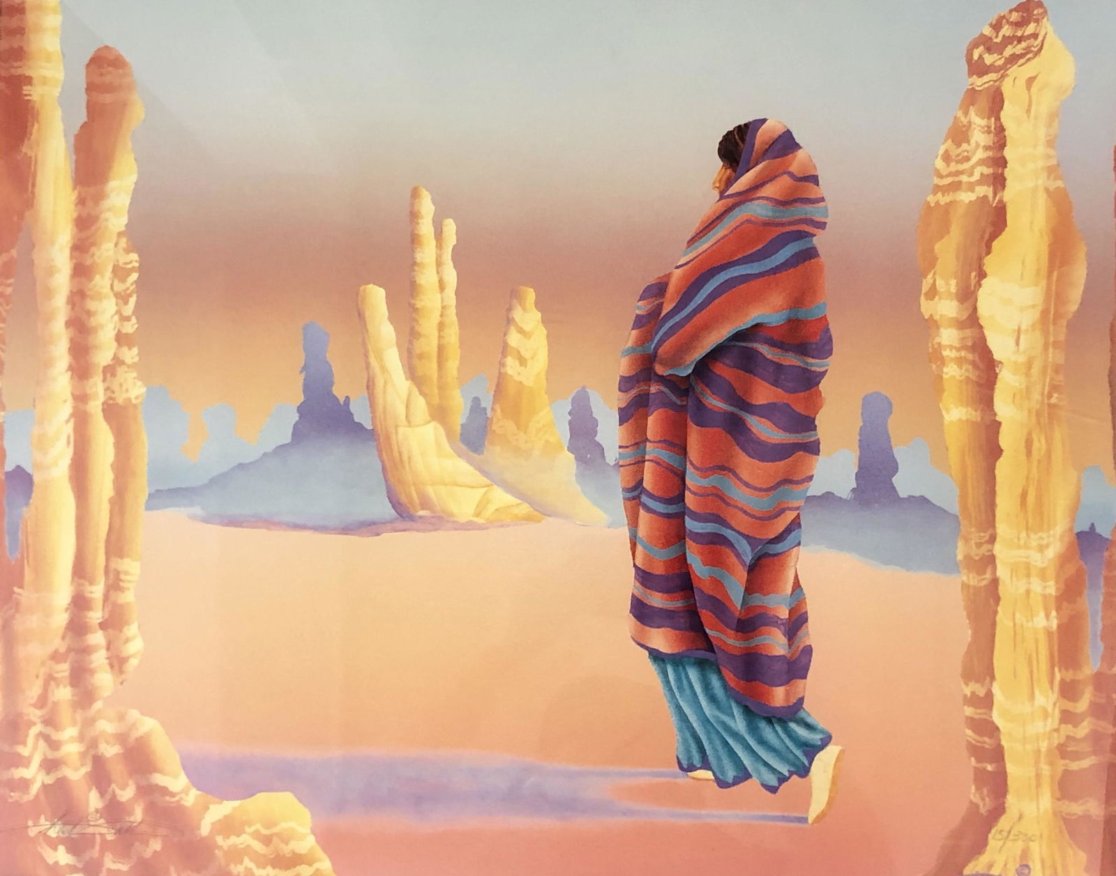 Signed 15/300 CHARLES COTTINA Framed Desert Lithograph (1 of 6)