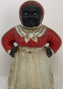 Vintage Cast Iron Aunt Jemima Coin Bank: Description: Vintage Cast Iron Aunt Jemima Coin Bank . Approximate measurements: 7 x 4 x 3.5 inches. Materials: metal. This item has a reserve price.