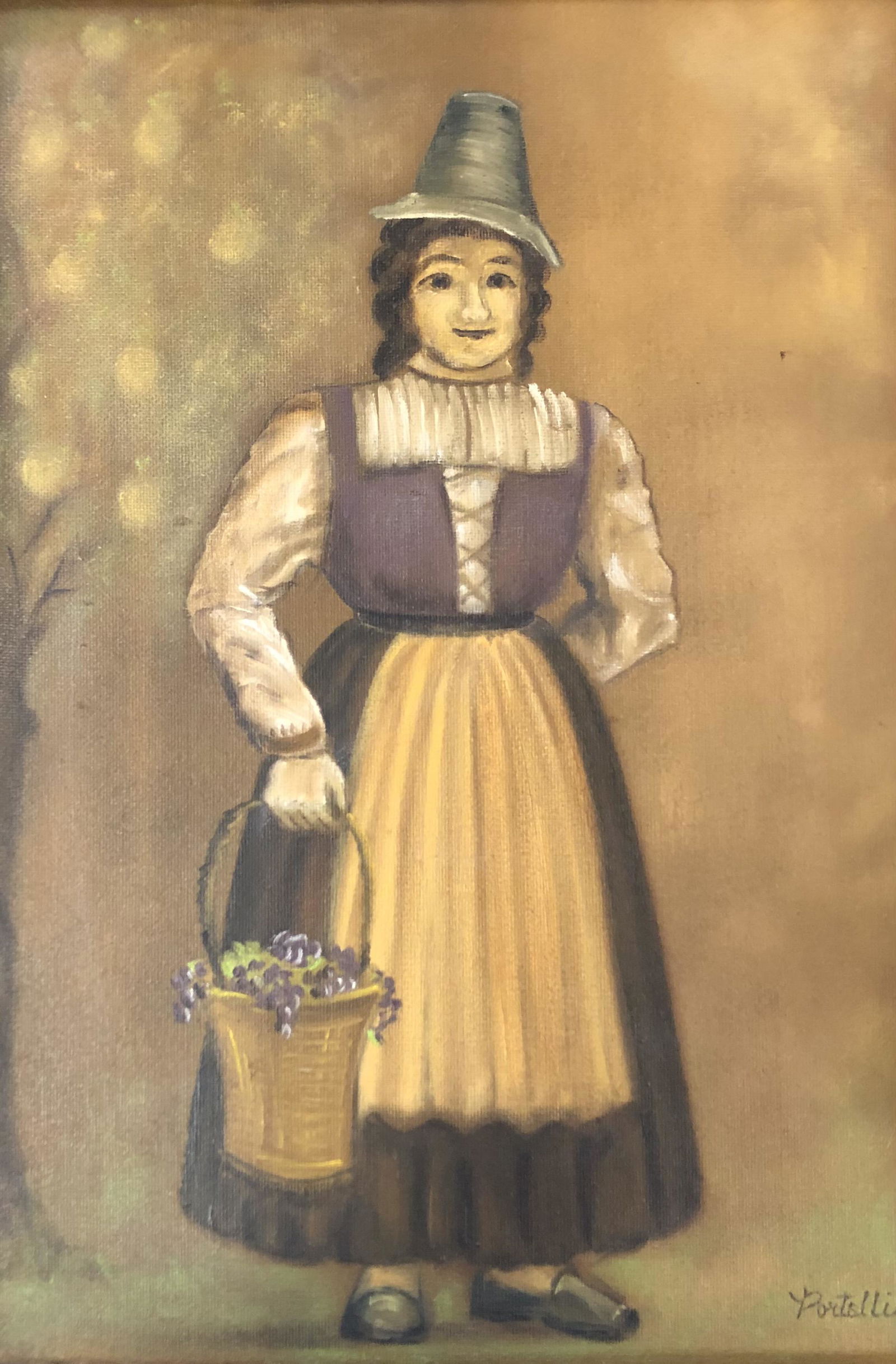 PORTELLI Oil / Canvas Painting GIRL OF THE VINEYARD (1 of 4)