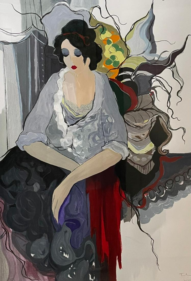 Oversize signed Itzchak Tarkay lithograph and numbered (1 of 4)