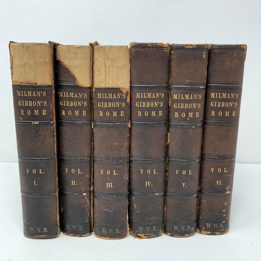 Edward Gibbons The History of The Decline of the Roman Empire, 1850 Ed: Description: Edward Gibbons The History of The Decline of the Roman Empire. With Notes By the Rev. H.H. Milman. Boston: Phillips, Sampson and Company 1850. Measurement approximately: 7.5” H. Mat