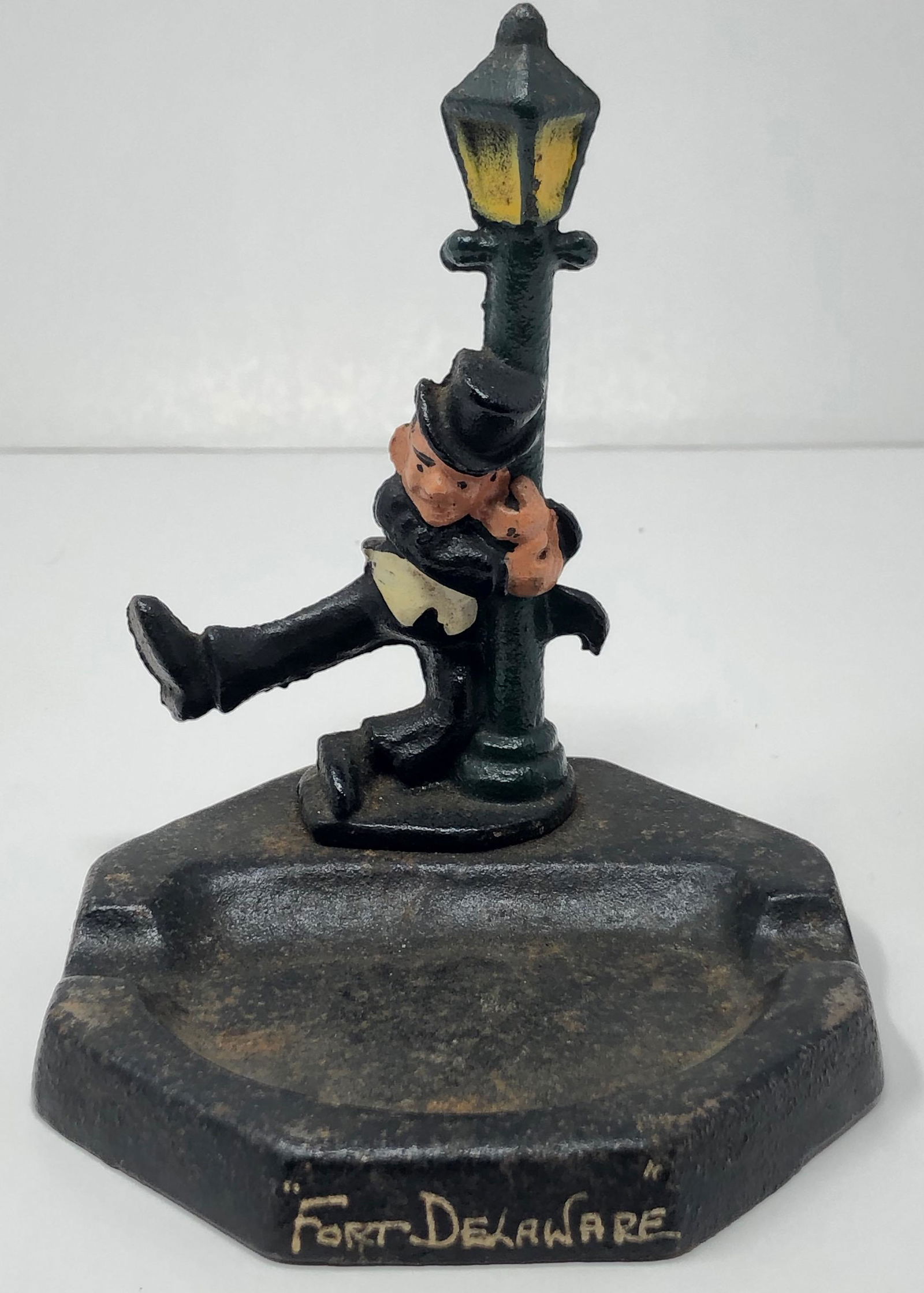 Antique  Cast Iron Drunk Man Hanging on Lamp Post/ Fort Delaware (1 of 5)