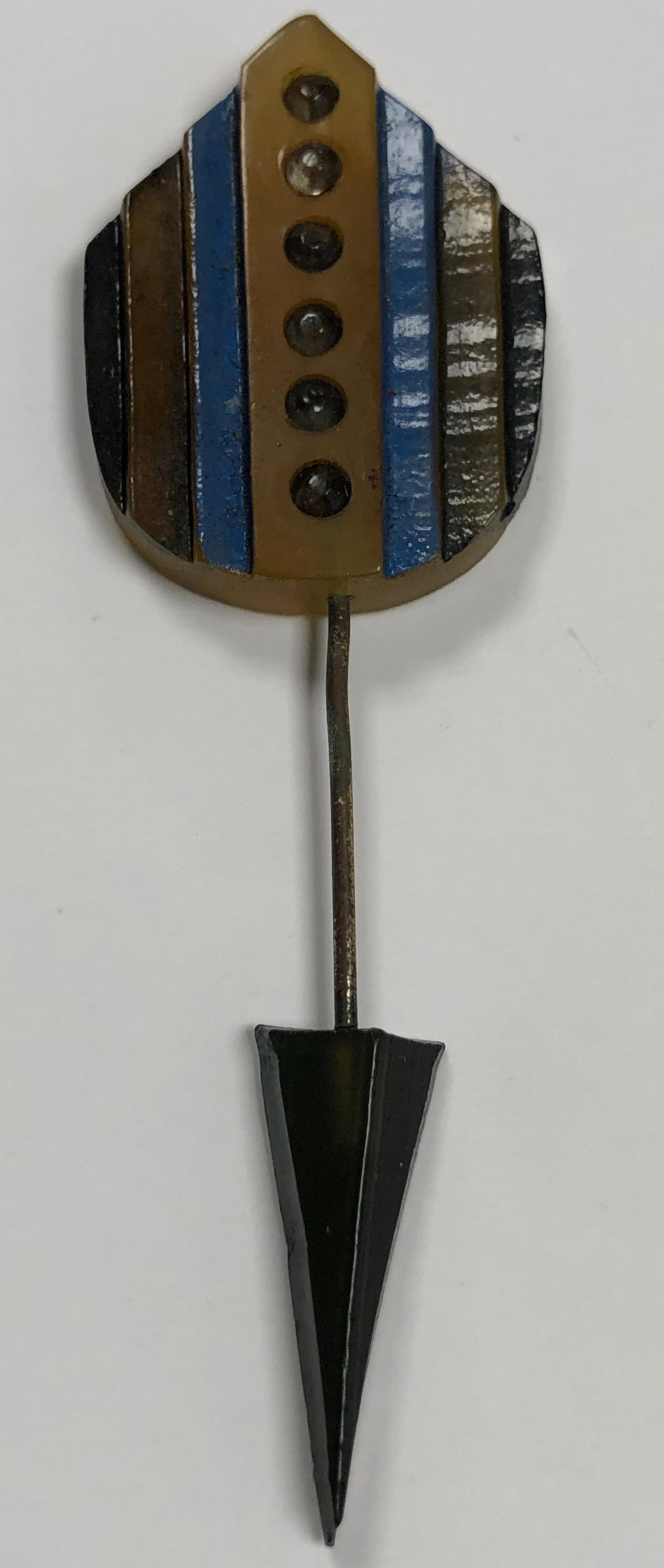 Vintage Multicolor Blue / Black Bakelite Brooch Pin (1 of 2)