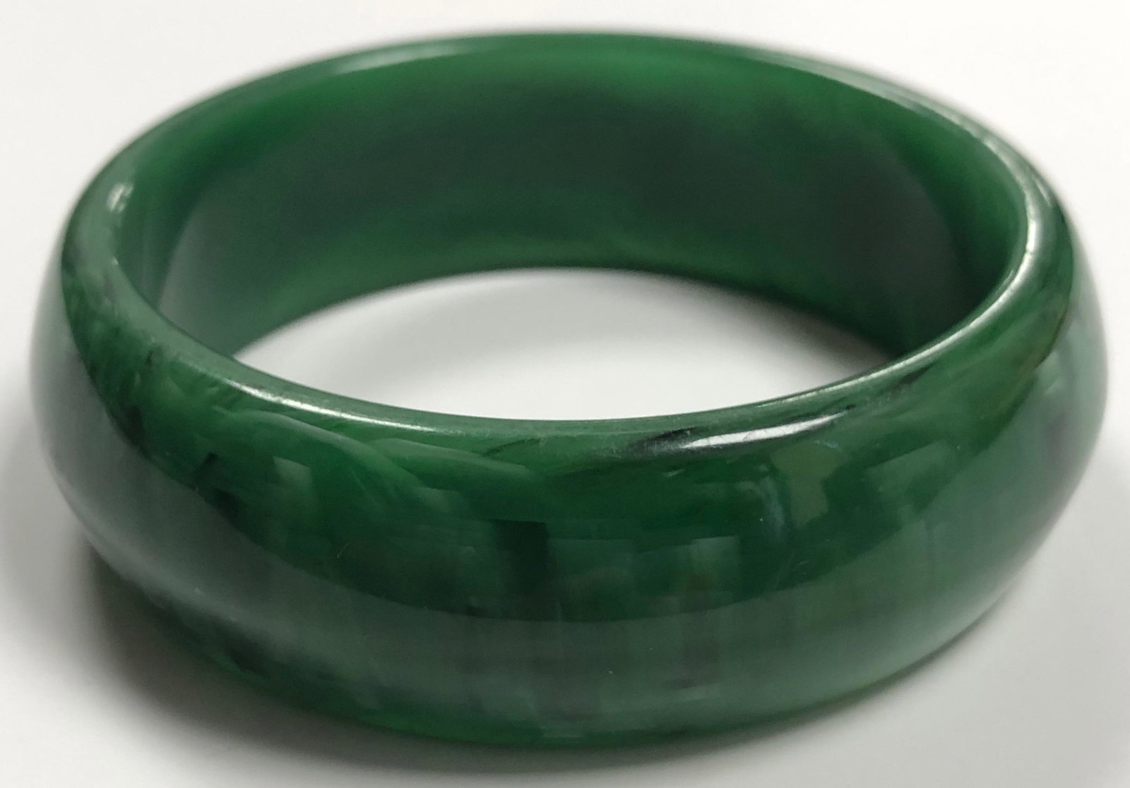 Vintage Green Marble like Bakelite Bangle Bracelet (1 of 2)