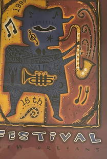 New Orleans Jazz Fest Poster 1999 Artist Signed AP 9/50: Description: New Orleans Jazz Fest Poster 1999 Artist Signed AP 9/50Measurement approximate: 26 X 17 Frame/ 25 X 16 Image InchesMaterial: Paper