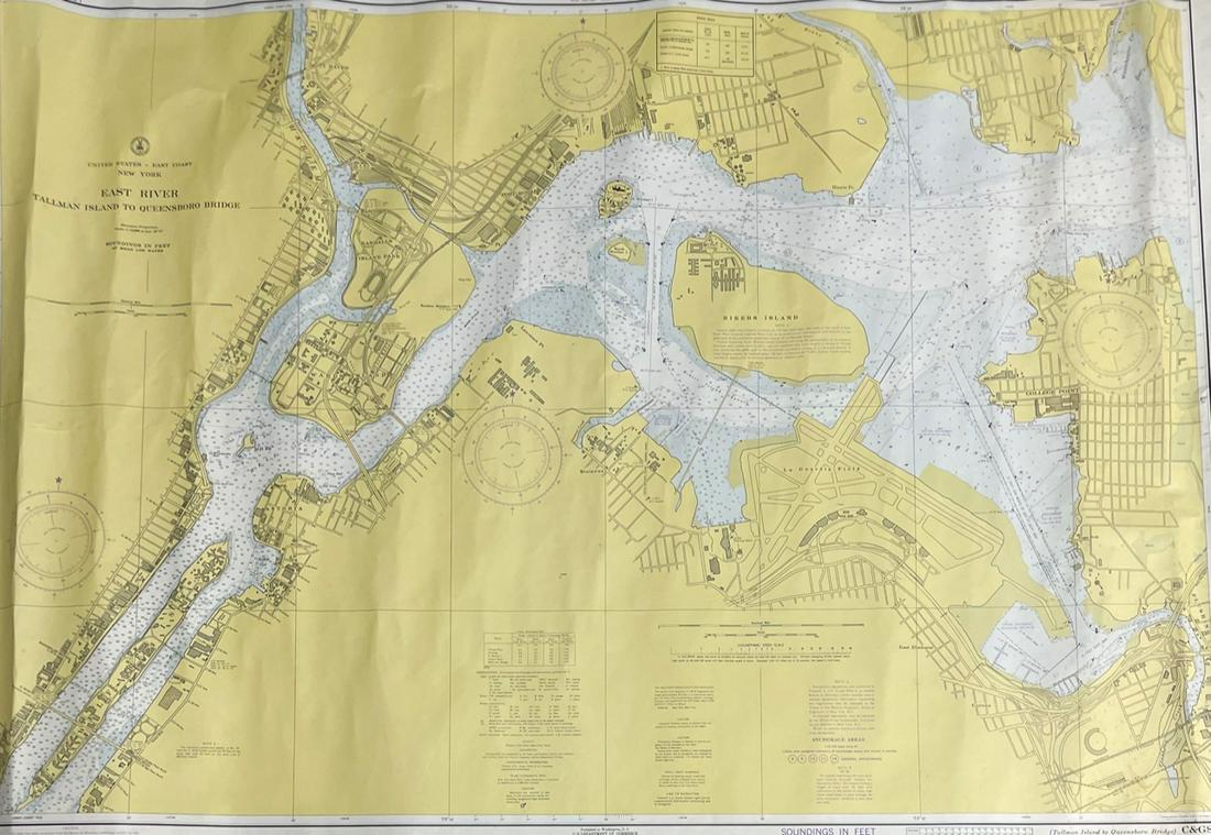 NAUTICAL CHART East River TALLMAN ISLAND TO QUEENSBOROUGH BRIDGE: Description: NAUTICAL CHART East River TALLMAN ISLAND TO QUEENSBOROUGH BRIDGE. Published at Washington D.C/ US Department of Commerce National Oceanic and Atmosphere Administration National Ocean Surv