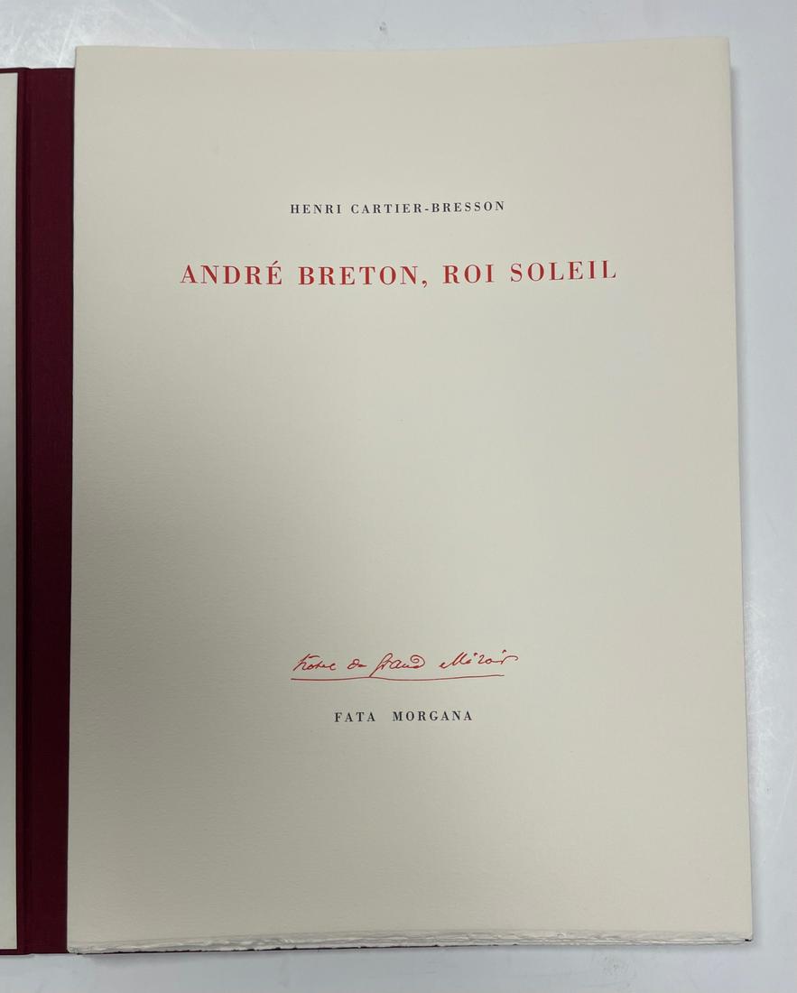 Henri Cartier Bresson/Breton folder with detailed information (French language): Description: Henri Cartier Bresson/Breton folder with detailed information (French language). ANDRE BRETON, ROI SOLEIL/ FATA MOGAN. Part of 15 of 42 copies. Measurement approximate: 16 x 12 (Inches).