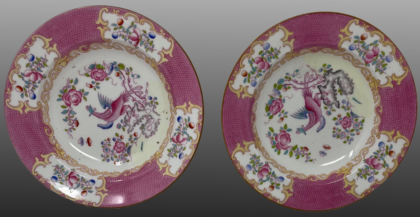 2 x Minton Cockatrice Luncheon soup plate 8 â€œWide/ England: Description: 2 x Minton Cockatrice Luncheon soup plate 8 â€œWide/ England.Measurement approximate: 8 Inches Wide.Material: Porcelain