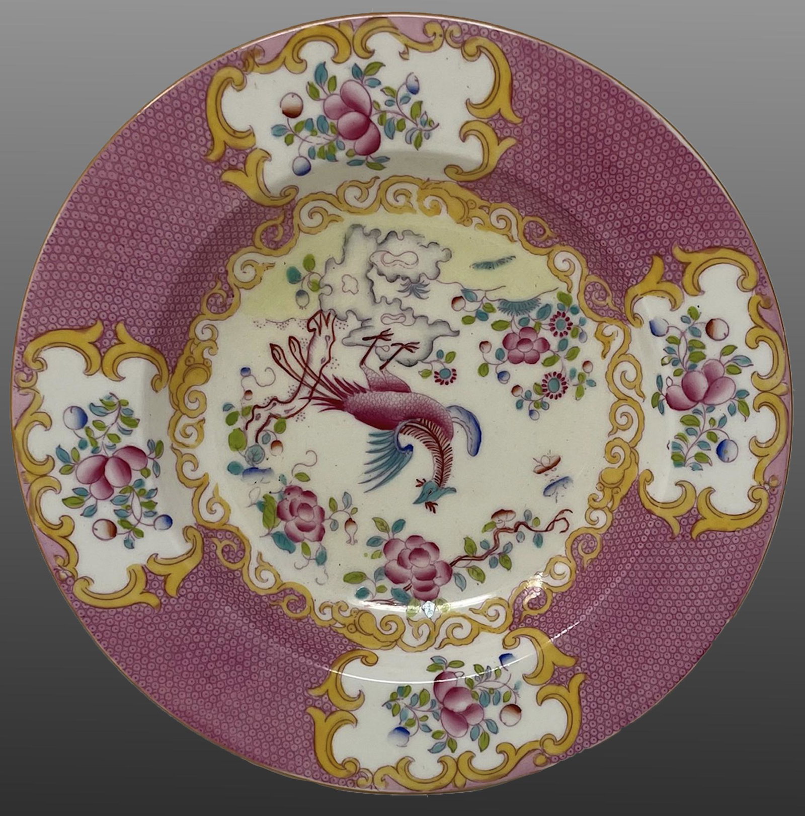 Minton Cockatrice Luncheon soup plate 8 â€œWide/ England: Description: Minton Cockatrice Luncheon soup plate 8.25” Wide/ England.Measurement approximate: 8.25 Inches Wide.Material: Porcelain.