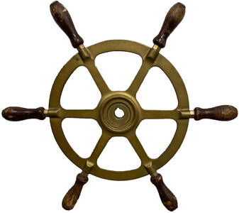 Vintage Decorated Brass Nautical Ship Wheel