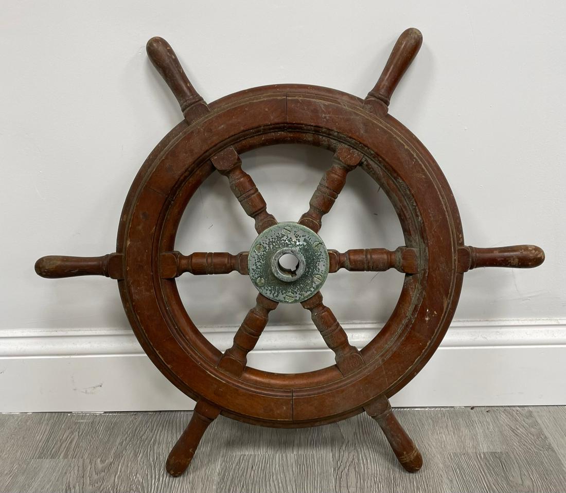 Vintage Decorated Wood Nautical Ship Wheel (2) (1 of 5)