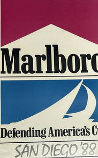 MARLBORO Defending Americas Cup SAN DIEGO 1988 Poster: Description: MARLBORO Defending Americas Cup SAN DIEGO 1988 Poster. Medium: Poster paperMeasurement approximate: 25 x 16