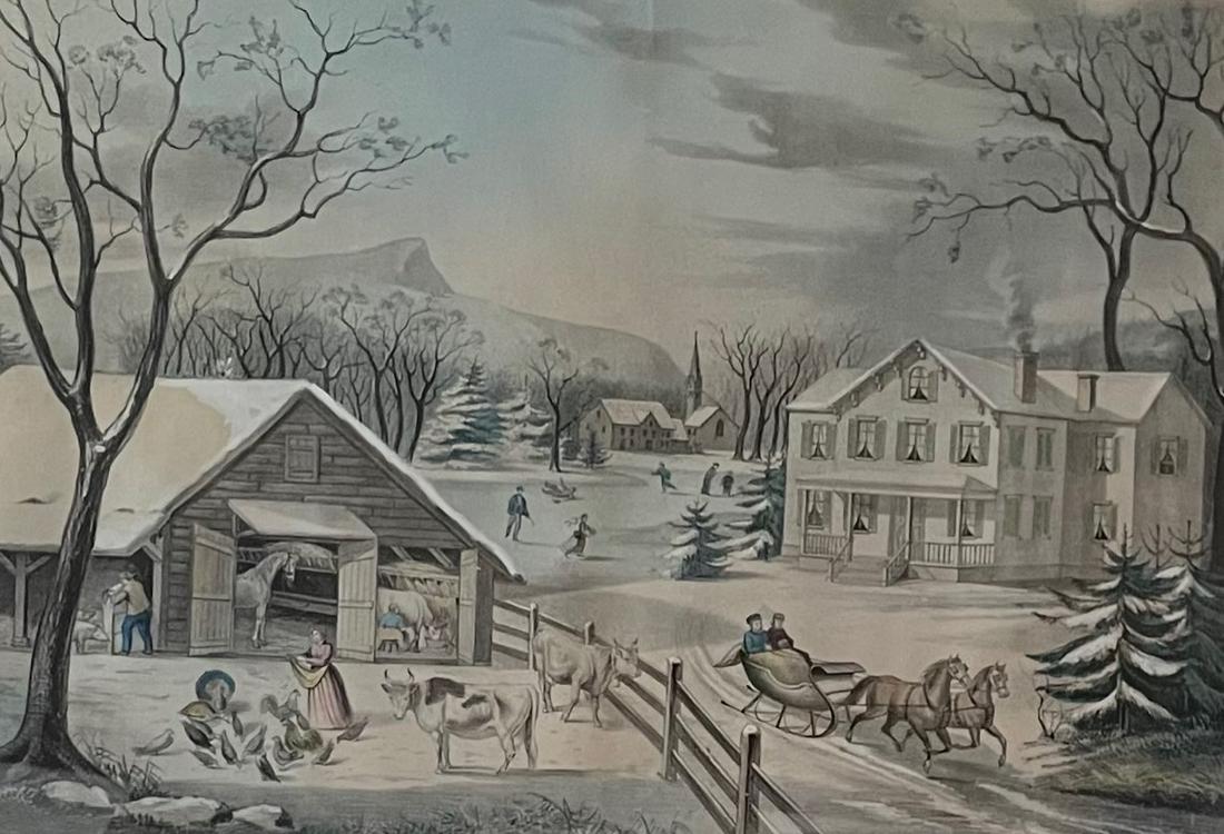 CURRIER AND IVES/ WINTER SCENE LITHOGRAPH (1 of 6)
