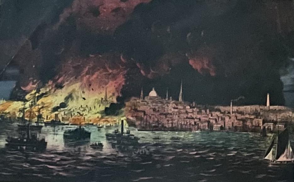 CURRIER AND IVES/ THE BOSTON FIRE LITHOGRAPH (1 of 7)
