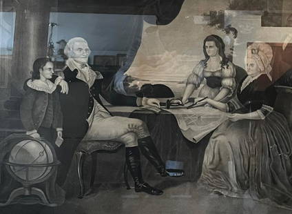 CURRIER AND IVES/ WASHINGTONS FAMILY LITHOGRAPH: Description: CURRIER AND IVES/ WASHINGTONS FAMILY LITHOGRAPHMedium: Lithograph paperMeasurement approximate: 26 X 20 Image (Inches)