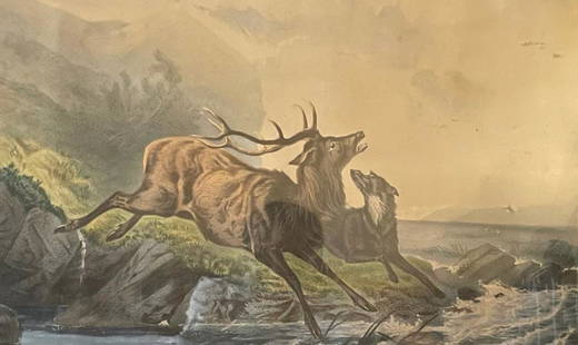 CURRIER AND IVES/ THE CHASE LITHOGRAPH: Description: CURRIER AND IVES/ THE CHASE LITHOGRAPHMedium: Lithograph paperMeasurement approximate: 21 X 16 Image (Inches).