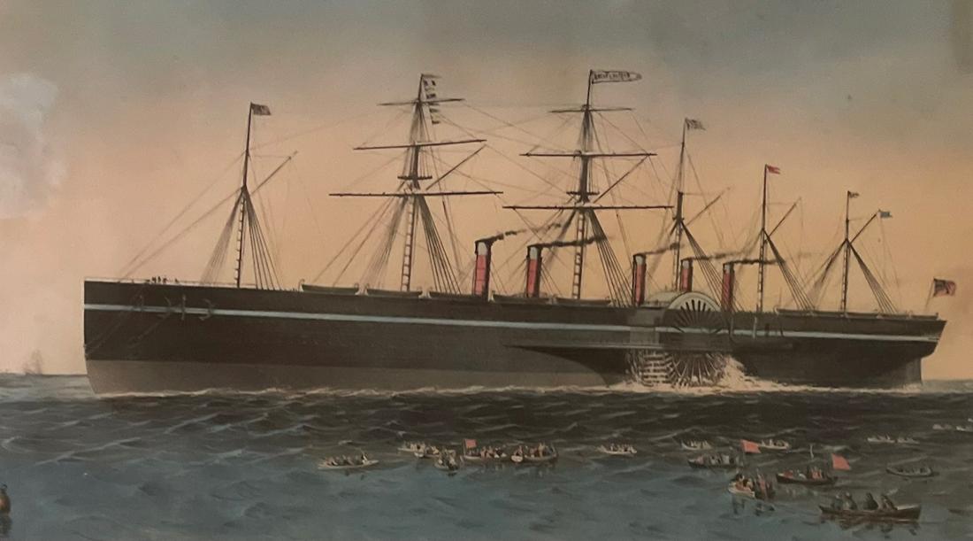 CURRIER AND IVES /IRON STEAM SHIP GREAT EASTERN / LITHOGRAPH (1 of 4)
