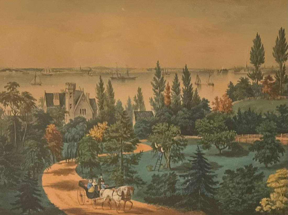 CURRIER AND IVES / NEW YORK BAY / LITHOGRAPH (1 of 7)
