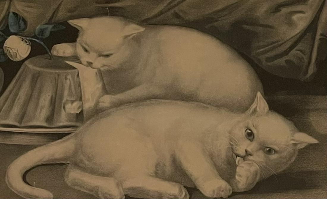 CURRIER AND IVES / My little white Kitties / Lithograph (1 of 6)