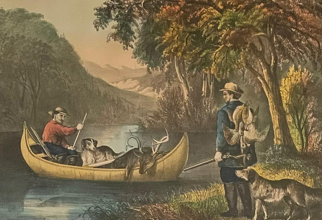 CURRIER AND IVES / Life of a Sportsman / Lithograph (1 of 7)