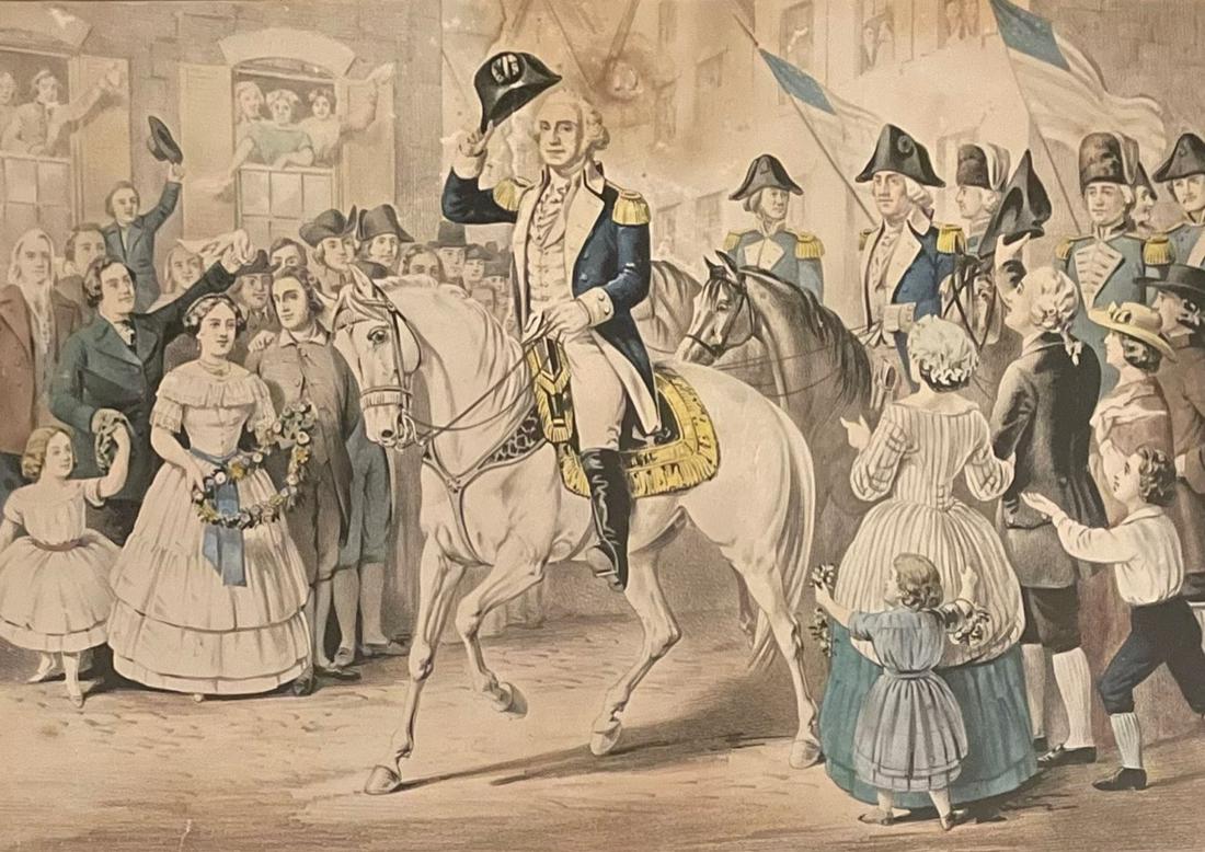CURRIER AND IVES /GEORGE WASHINGTON ENTRY INTO NEW YORK / LITHOGRAPH (1 of 8)