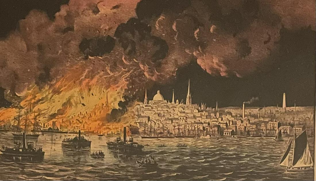 CURRIER AND IVES /GREAT FIRE AT BOSTON / LITHOGRAPH (1 of 6)